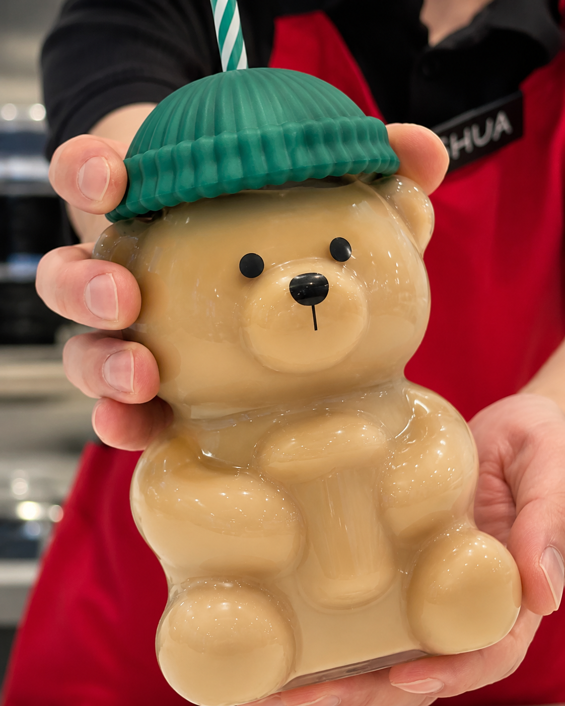 Starbucks Bear Glass Tumbler Mug with Straw