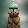 Starbucks Bear Glass Tumbler Mug with Straw