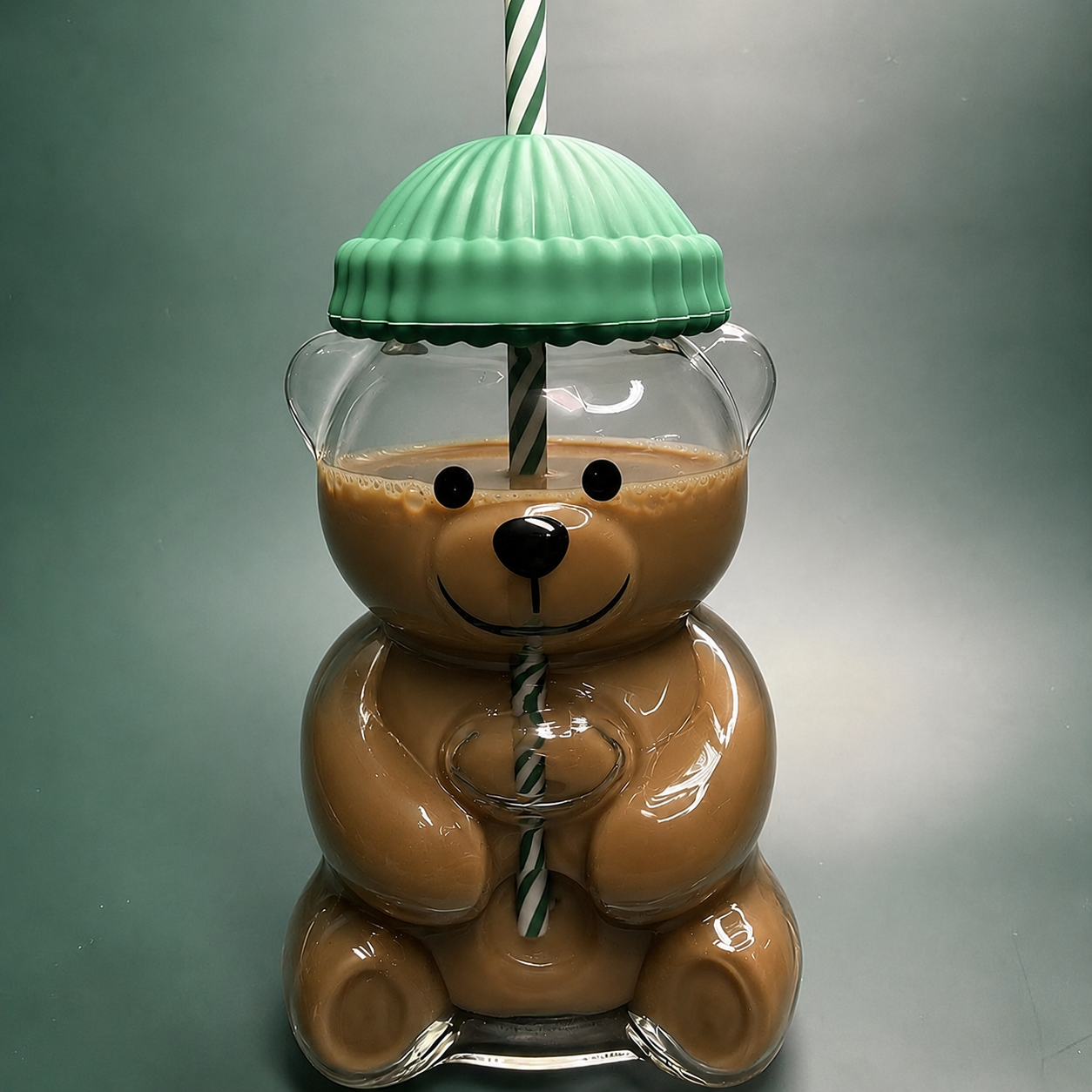 Starbucks Bear Glass Tumbler Mug with Straw